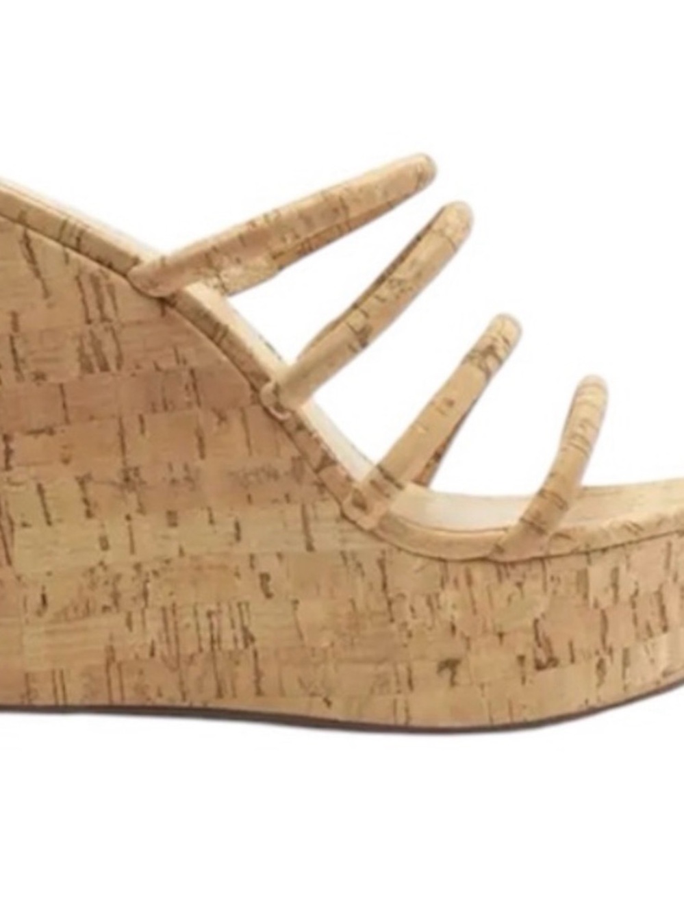 Schutz Cari Slip On Cork Strappy Wedge Sandal 9.5
